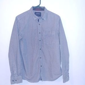 Denim and flower blue and white mens small shirt
